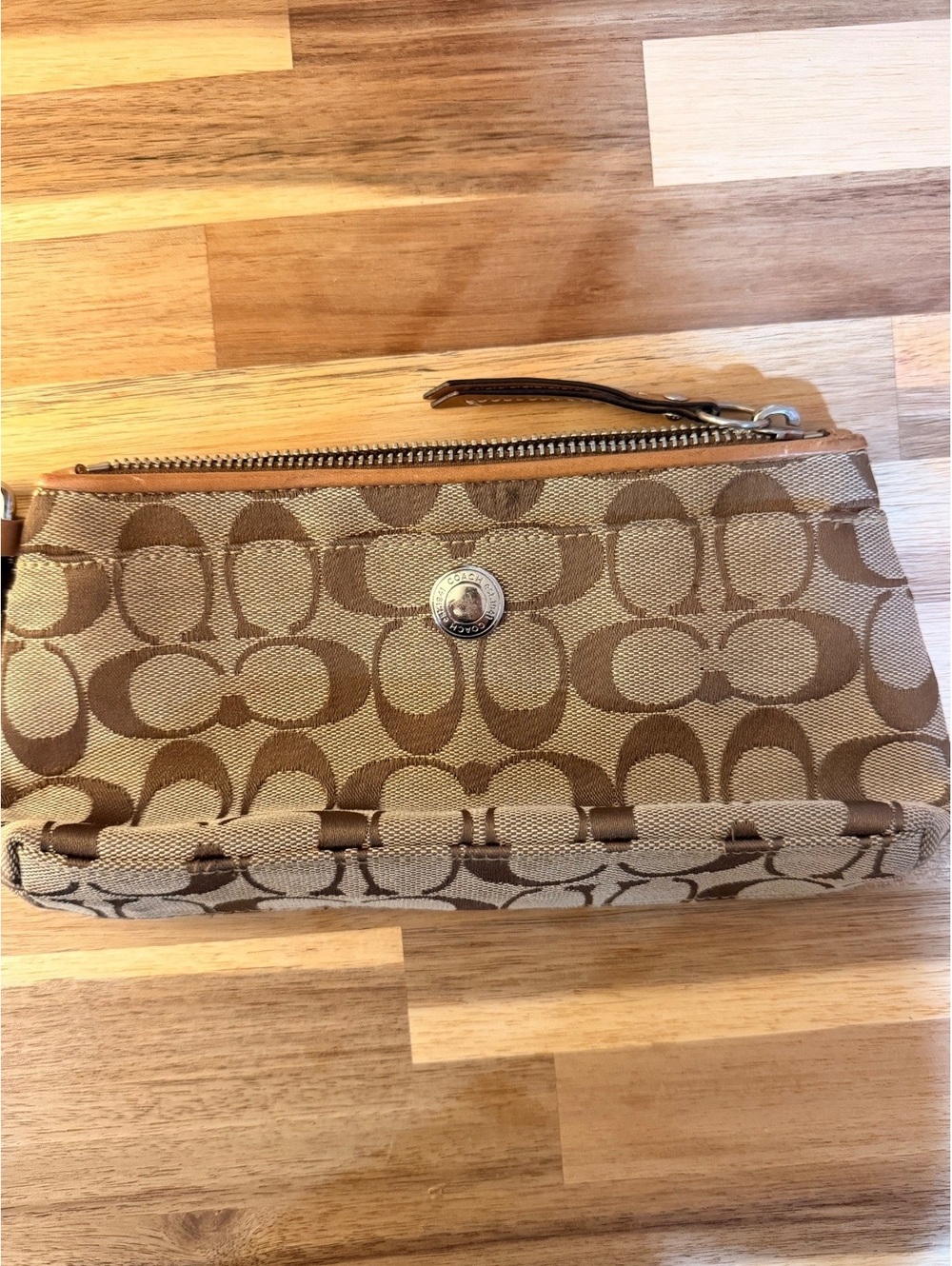 Coach Signature Canvas Wristlet Clutch